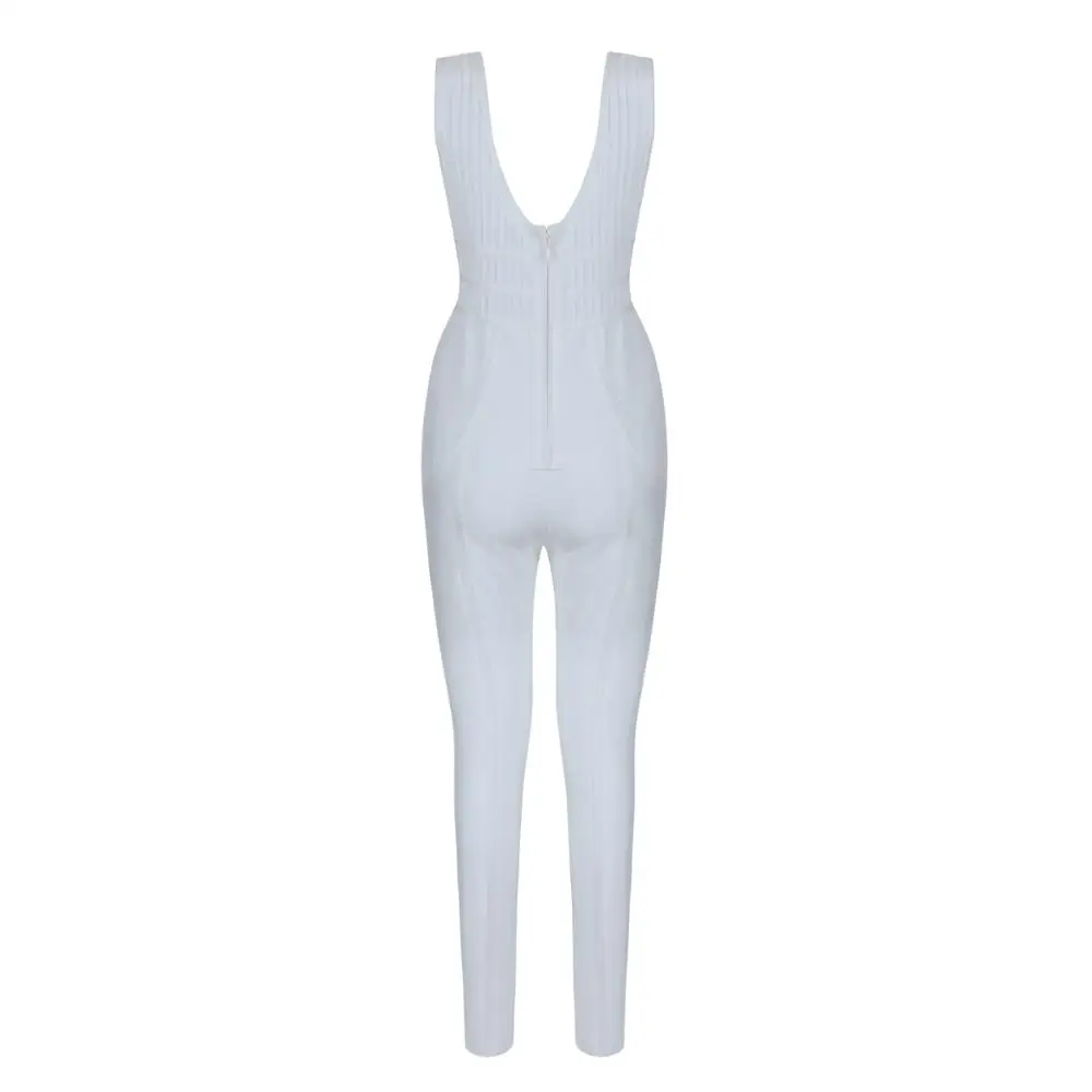 Женский трикотажный комбинезон с v-образным вырезом Облегающий длинным рукавом