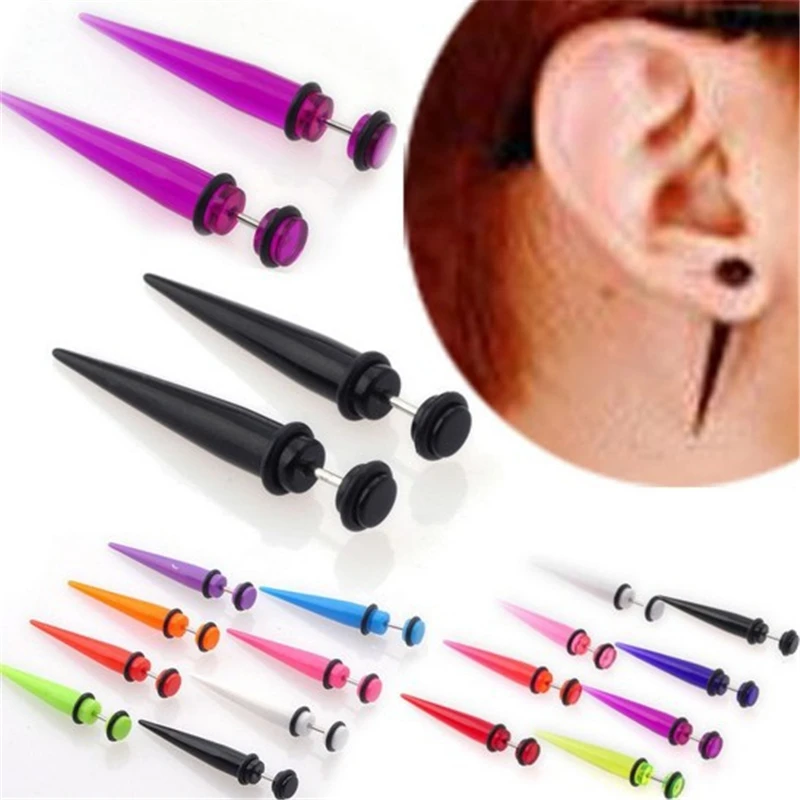 1pair UV Acrylic Fake Ear Stretcher Earring Taper Spike Cheater Expander Earing Fashion Body Jewelry