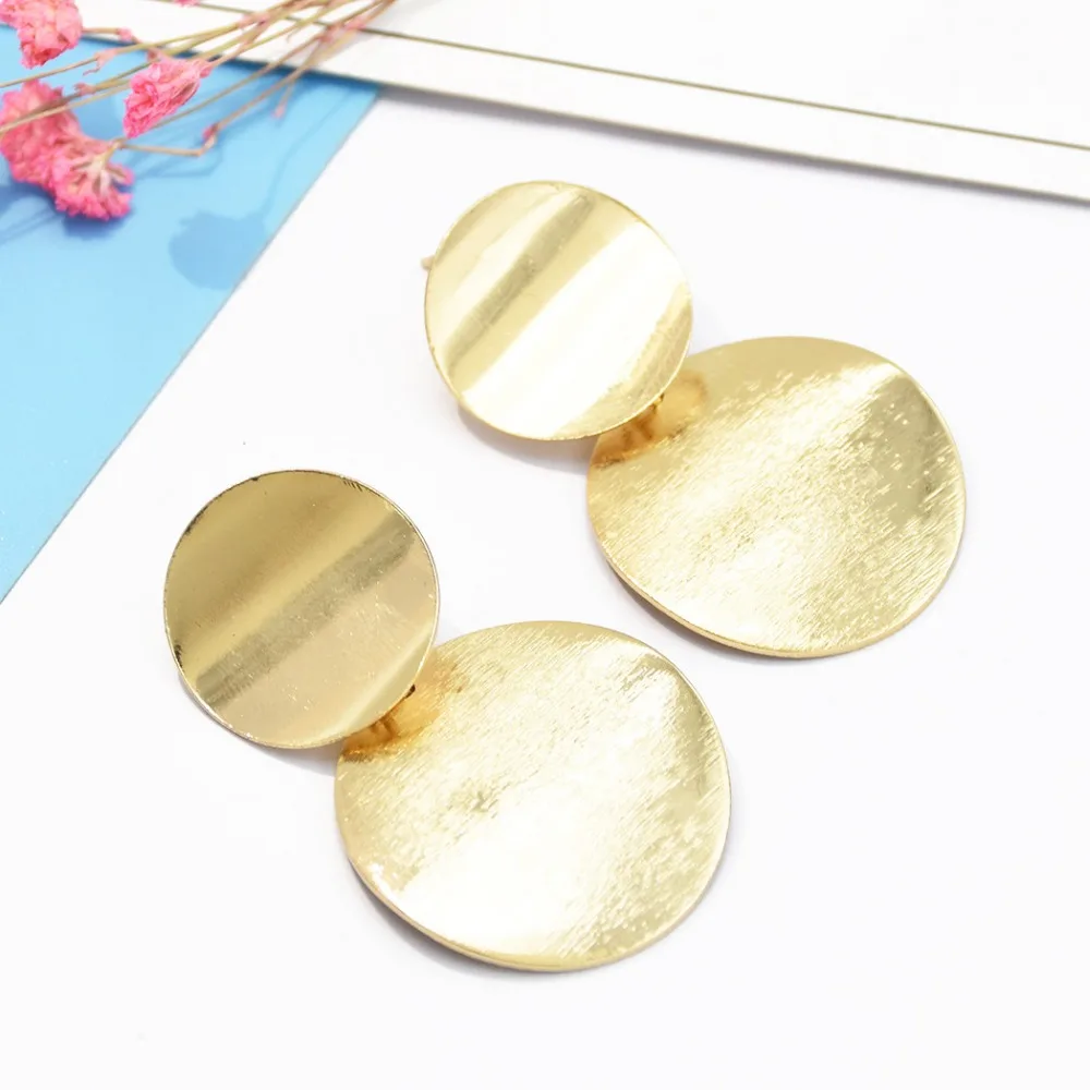 Лидер продаж 2 цвета уникальные двухслойные серьги из золотого сплава простые