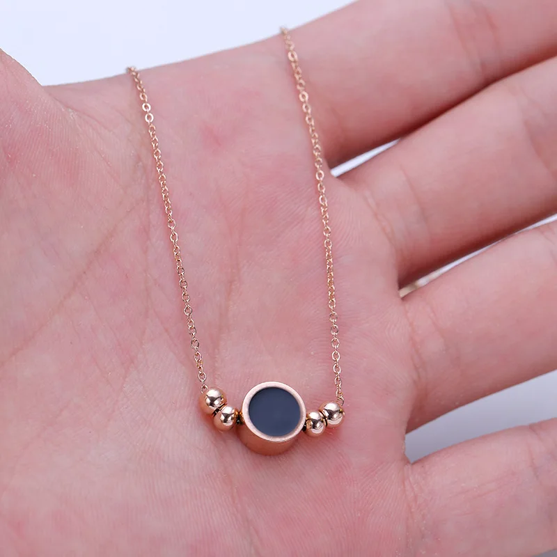 Титановое круглое обсидиановое ожерелье со свисающими бусинами золотого цвета с