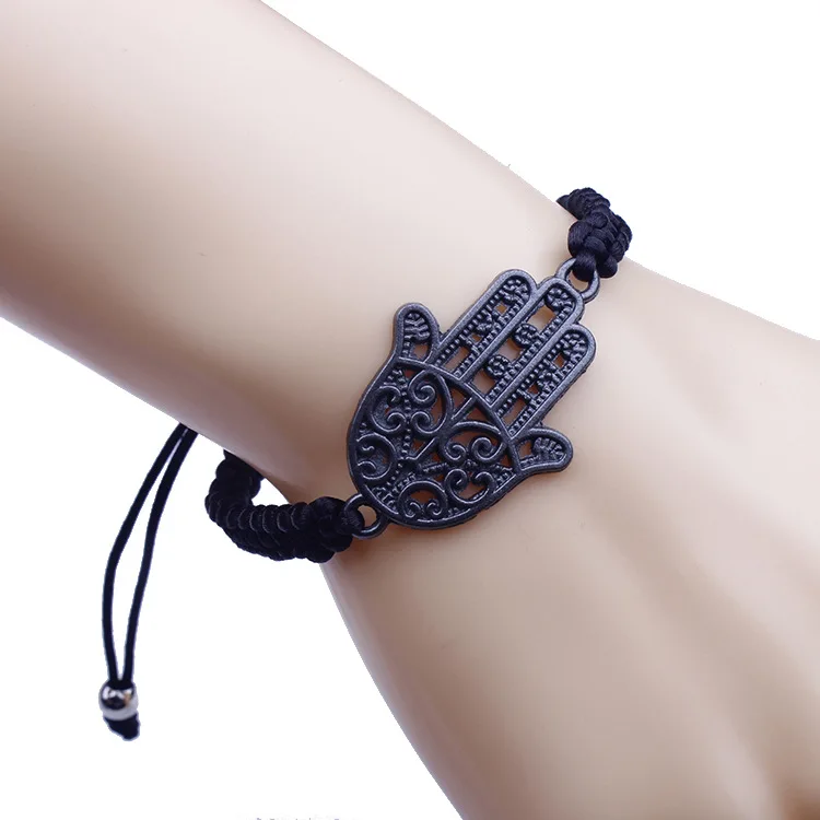 Браслет с красной ниткой на удачу античный посеребренный браслет Kabbalah Hamsa Fatima