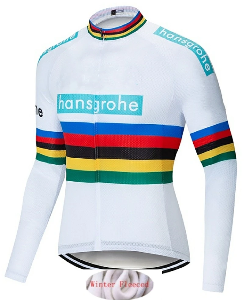 winter jersey Hansgrohe командный зимний теплый флисовый длинный комплект одежды, Мужская велосипедная майка, длинный велотренажер, велосипедная одежда Ropa Ciclismo - Цвет: winter jersey
