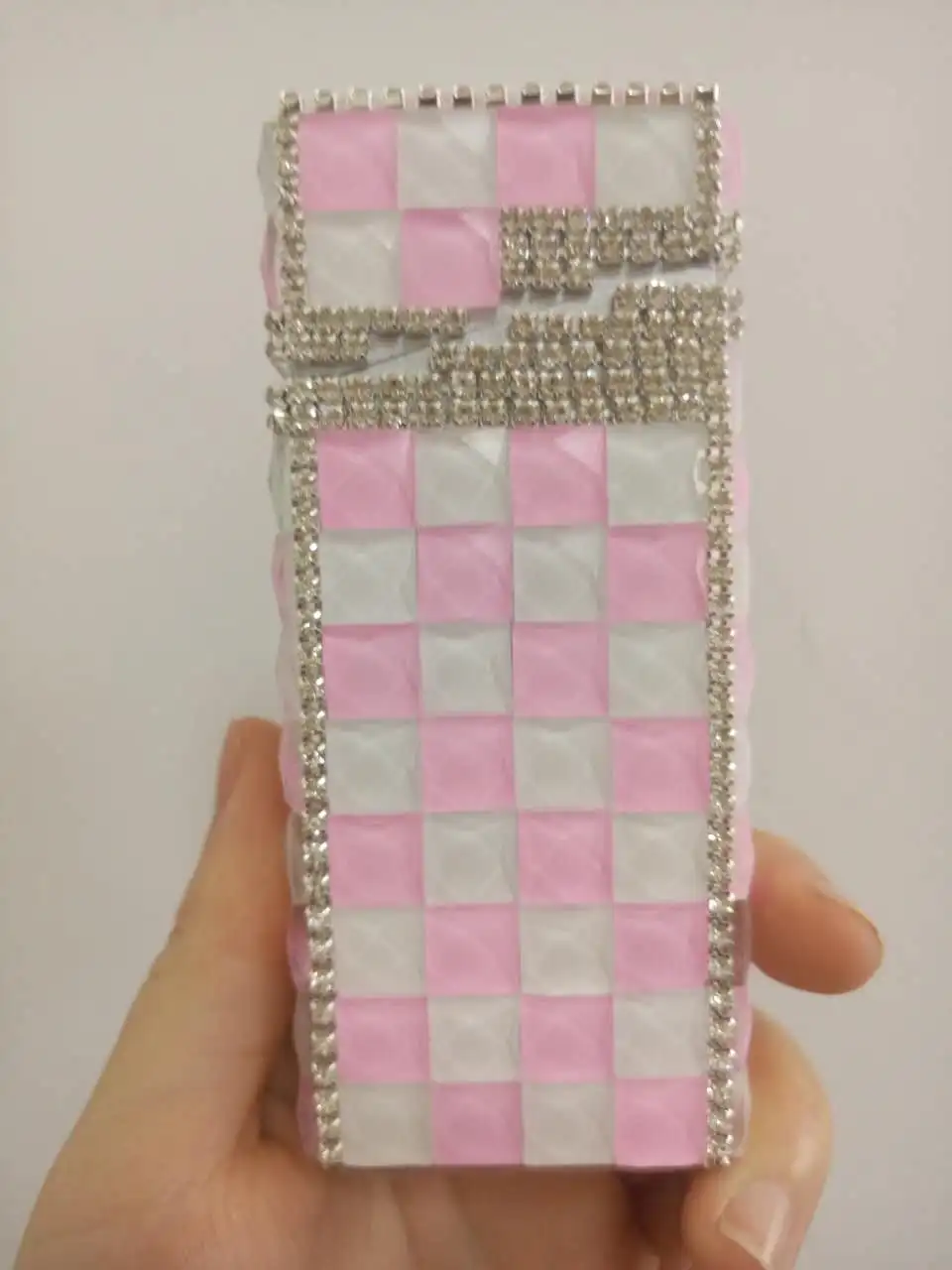 PINK AND WHITE Алмазный портсигар, Andmade портсигар моды леди, розовый портсигар для молодых дам милый портсигар - Цвет: PINK AND WHITE