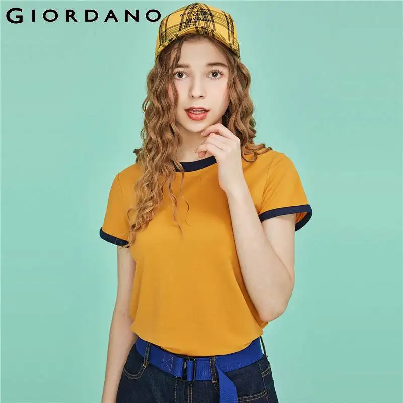 Giordano женская футболка с короткими рукавами и круглым вырезом выполнена из