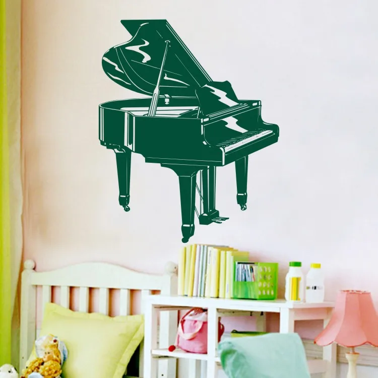 Piano wall stickers dance music notes girls play stick double-sided glass against the door on window | Дом и сад