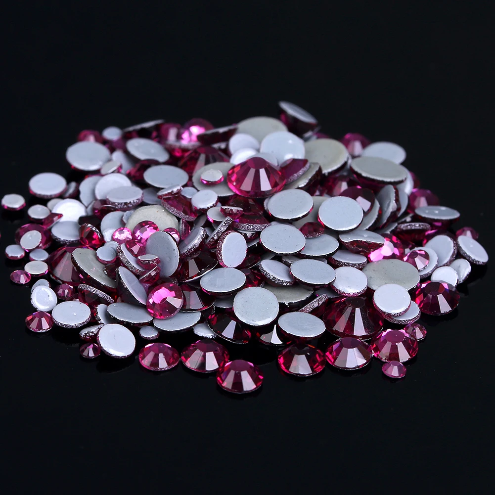 FUSHIA Color Hotfix Strass Rhinestones Flatback Glue Backing Iron On Glass Stones Appliques For Fabric Garments Supplies | Дом и сад