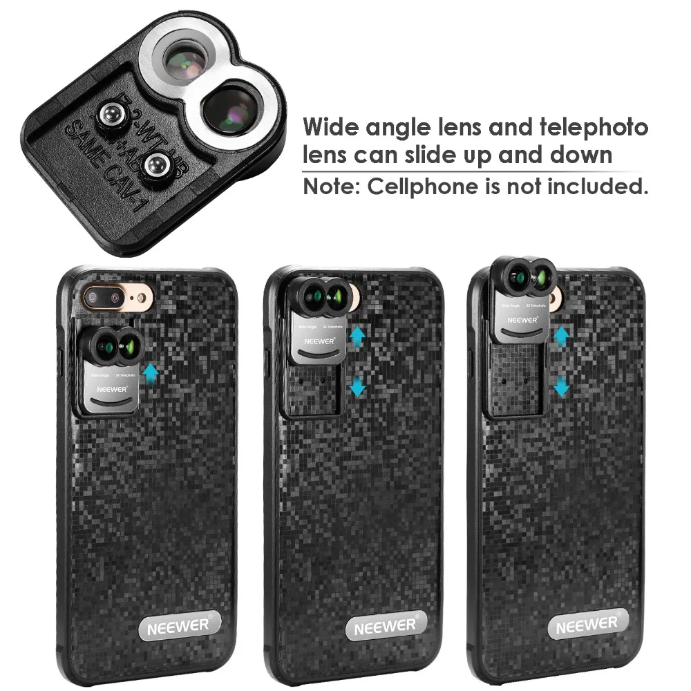 Комплект объективов Neewer для iPhone 7 Plus 2 в 1 комплект зажимов камеры сотового
