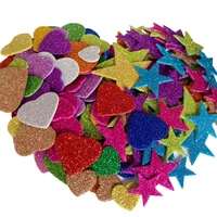 1pack mixed color size foam glitter stickers star shapes wedding decoration crafts heart shapes diy decoration birthday party