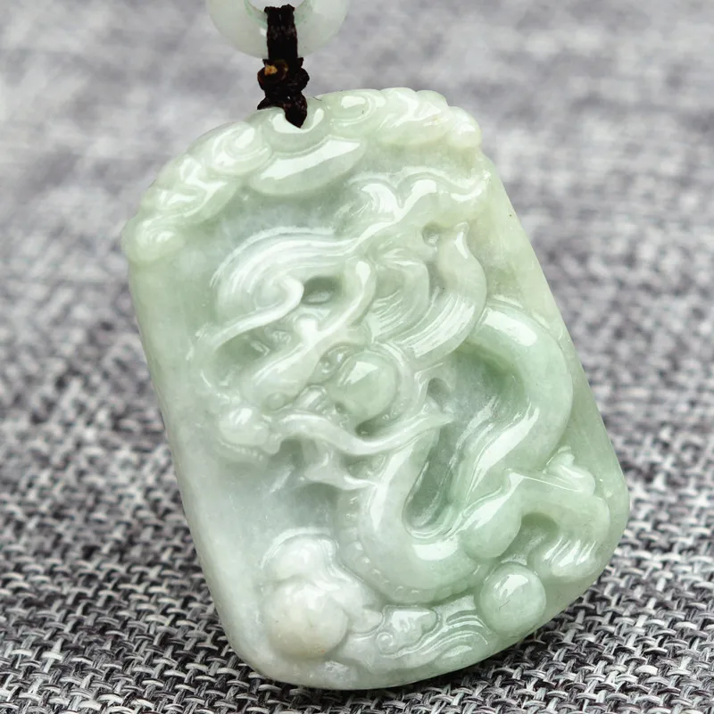 (Сертификат) натуральная A + Jadeite Каменная Резная подвеска китайский дракон