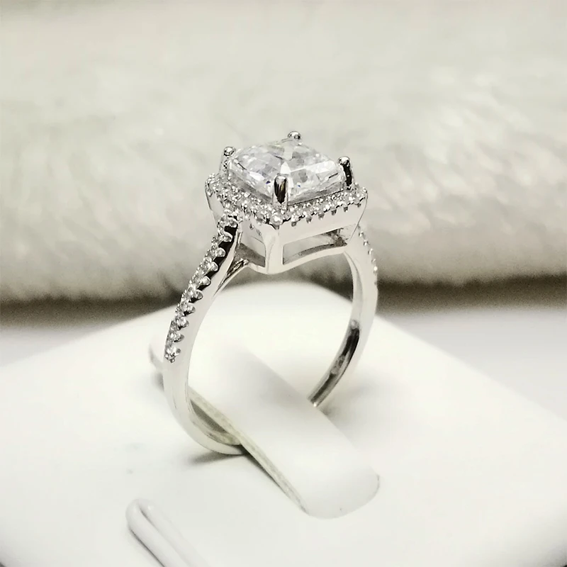 COLROFISH Роскошные Halo обручальное кольцо Asscher Cut 2 карат Sona натуральная 925 пробы серебряные ювелирные изделия женский свадебный перстень