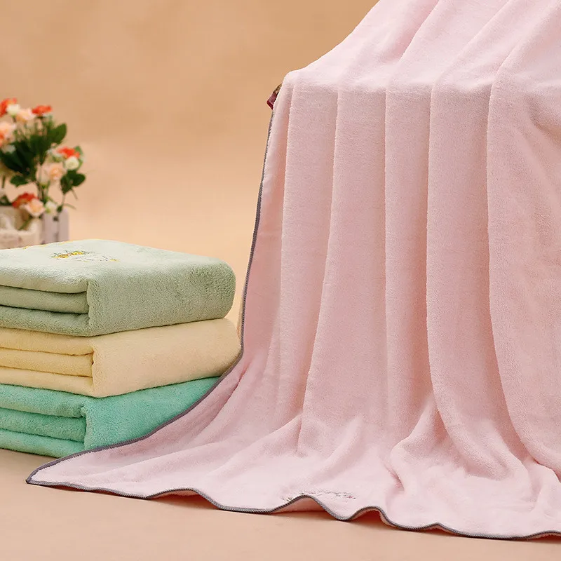AOKEE 2pc/set Embroidery Coral Fleece Towel Bath Gift Set quick-dry bath set microfibre towel luxury towels 75x150+34x80cm | Дом и сад