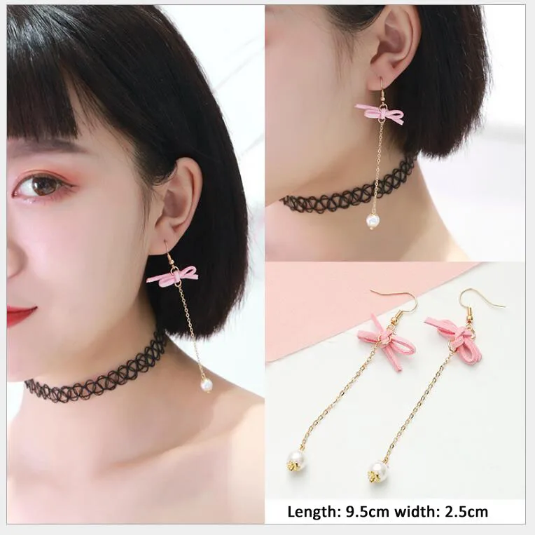 style-9 3# Новое поступление Япония и Южная Корея розовый акриловый кулон серьги, имитация жемчуга Xingyue сердце лук женские массивные серьги - Окраска металла: style-9