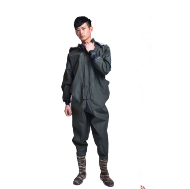 1 мм Толщина всего тела waders одежда с перчатками шапки сапоги Открытый рыбацкие брюки водные комбинезоны комбинезон водонепроницаемые брюки - Цвет: 0.75mm green-2