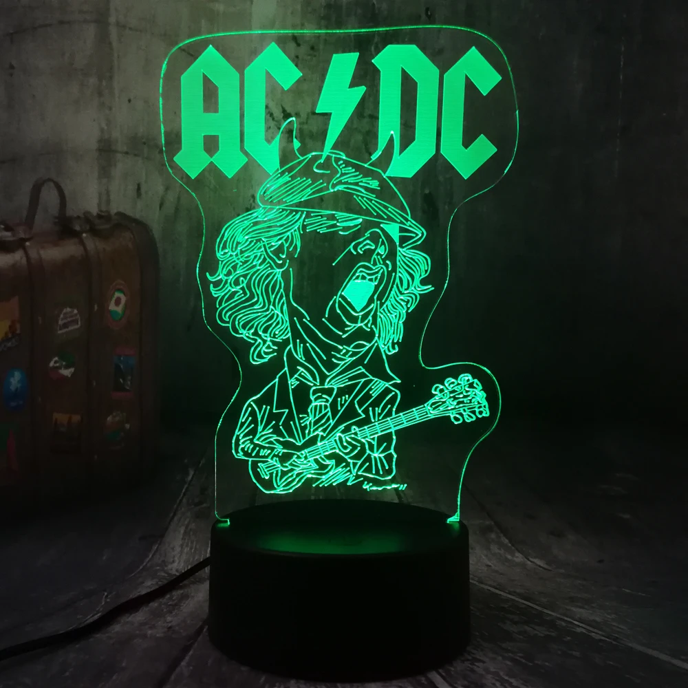 Прохладный AC/DC рок группа музыкальные вентиляторы лучший подарок светодиодный 3d-ночник USB лампа настольная акриловая комната Домашний декор День рождения Рождественский подарок