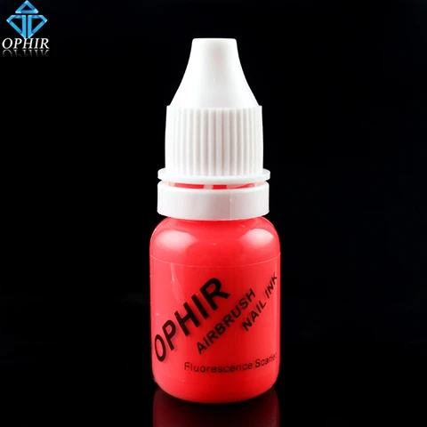 FLUORESCENCE SCARLET OPHIR Аэрограф чернила для ногтей трафарет для ногтей художественная шлифовка 10 мл/бутылка временная татуировка пигмент_ TA098(1-12 - Цвет: FLUORESCENCE SCARLET