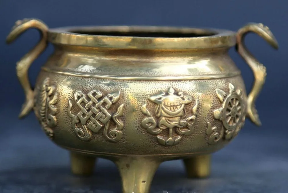 4 5 &quotКитайский буддийский из бронзы 8 благоприятный символ Ruyi Ding курильница для