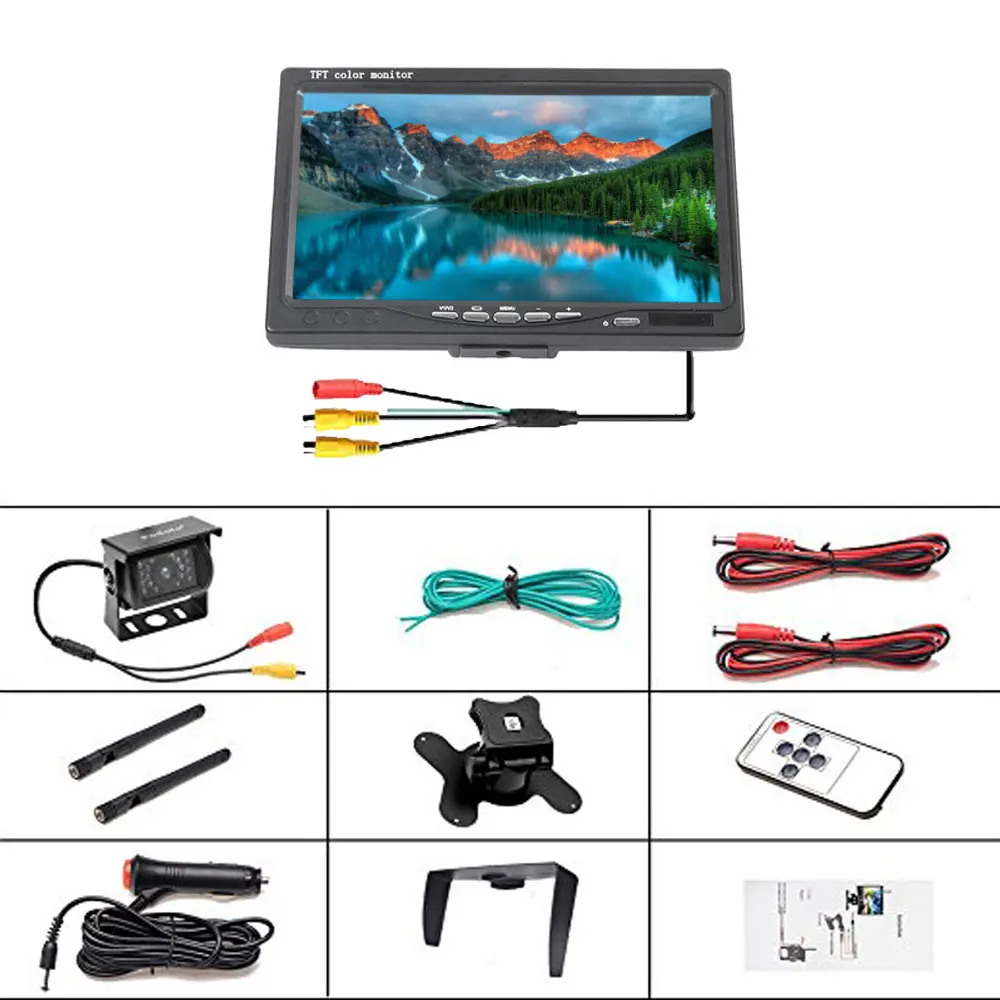 Podofo " lcd HD автомобильный монитор заднего вида Беспроводная резервная камера Система помощи при парковке цифровой дисплей для RV грузовик прицеп автобус