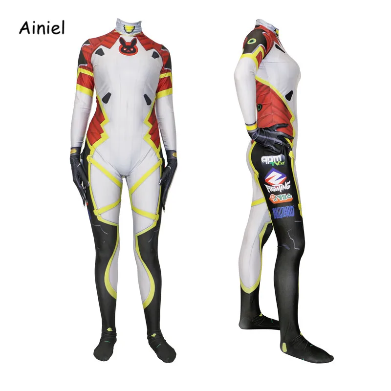 Ainiel OW DVA Косплей костюмы 3D печать лайкры комбинезон для Хэллоуина над часы два