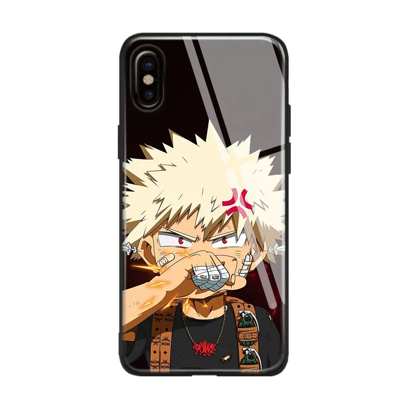 Katsuki Bakugo My Hero Academia Tempered Glass Soft Silicone Phone Case Shell For iPhone5 5s Se 6 6s 7 8 Plus X XR XS 11 PRO MAX | Мобильные
