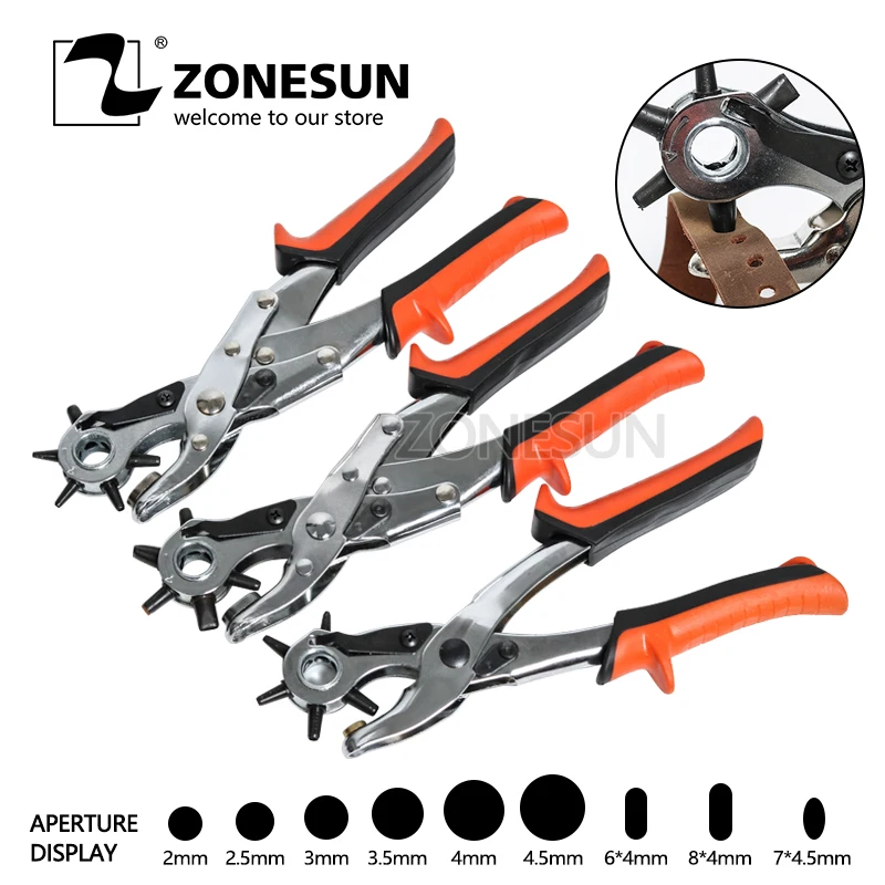 Инструменты для кожи ZONESUN вращающиеся плоскогубцы пробивки отверстий перфоратор