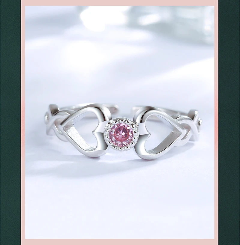 SG 925 пробы, серебряные кольца с надписью love always, с 2 сердечками и фиолетовое кольцо из циркона, модные свадебные украшения для женщин, подарки