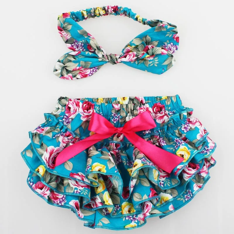Детские шорты и повязка на голову милые с цветочным рисунком для маленьких