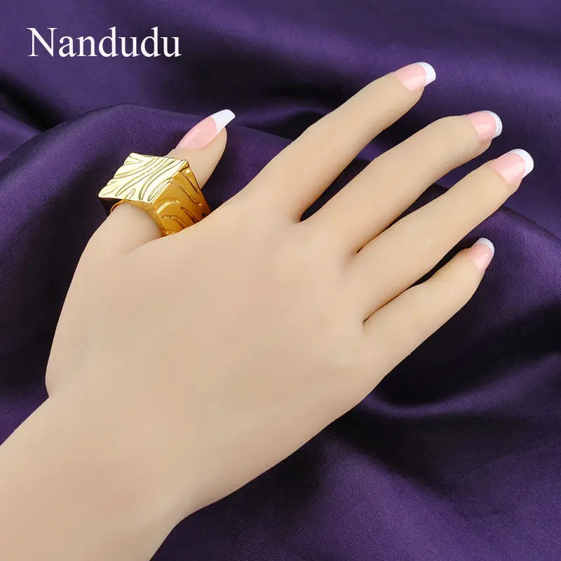 Nandudu Square Rings Unisex Woman Man Gold Silver Color Cocktail Ring Accessories Fashion Jewelry Gift R867 R868 | Украшения и