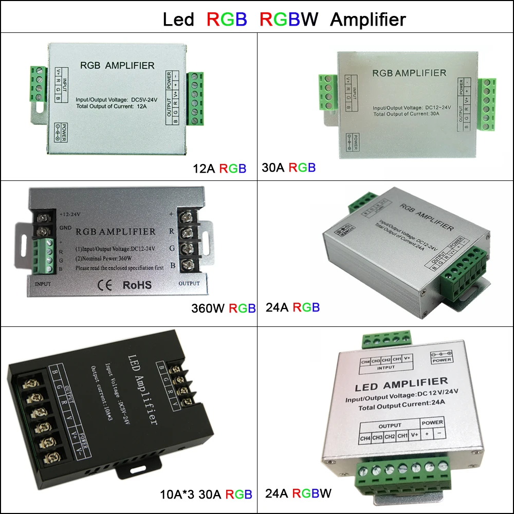 

Aluminum DC5V-24V Led Controller 12A/24A/30A 3CH 4CH Led RGB RGBW Amplifier for 5050 3528 Led Strip Tape Power Repeater Console