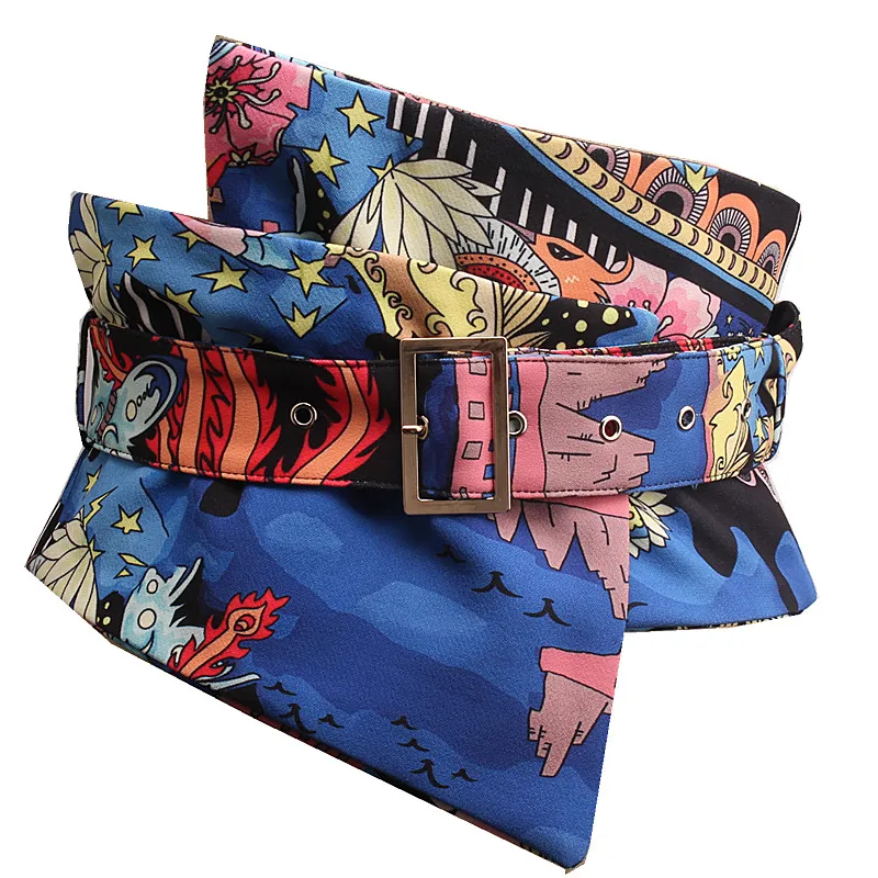 

Women's runway fashion vintage print Cummerbunds female Dress coat Corsets Waistband Belts decoration wide belt R1218