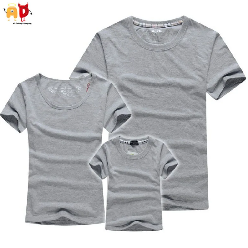 Однотонные Семейные футболки парные Летний стиль подходящая женская футболка