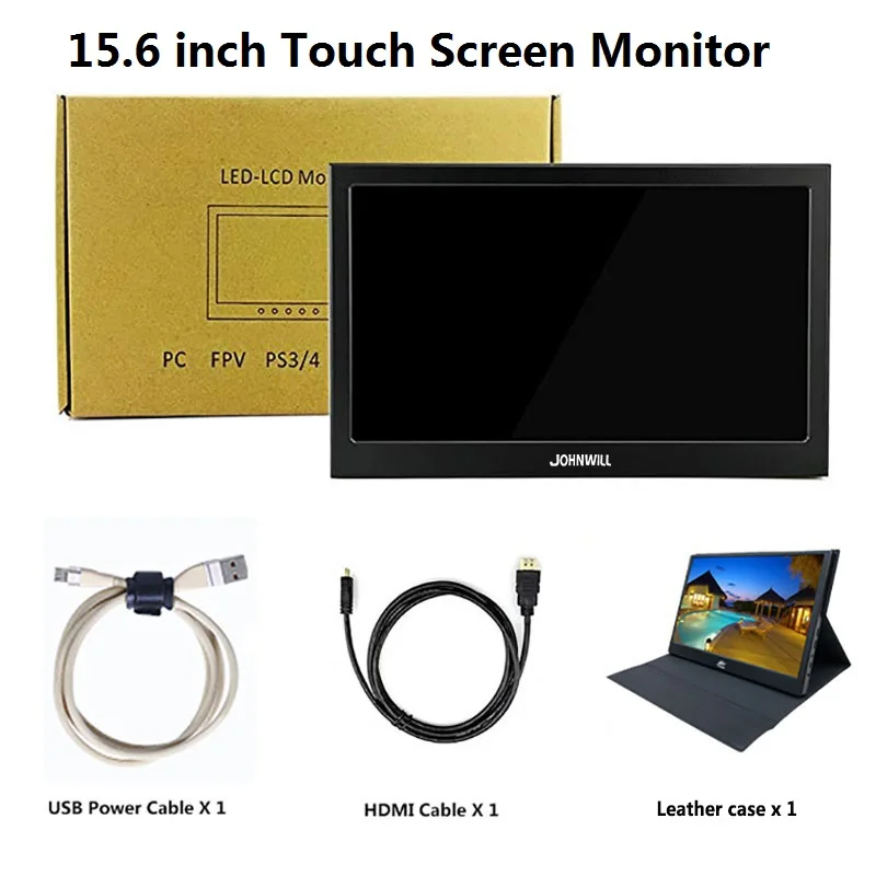 monitor with case 15," дюймовый 1920x1080 ips тонкий портативный игровой монитор 10 мультисенсорный экран HDMI ЖК-дисплей для Raspberry PS4 Playstation 4 - Цвет: monitor with case