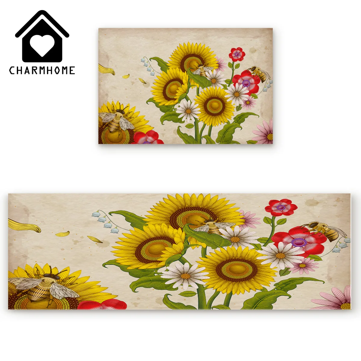 CHARMHOME 2 шт./компл. Би Подсолнух длинный кухонный коврик для ванной ковер напольные