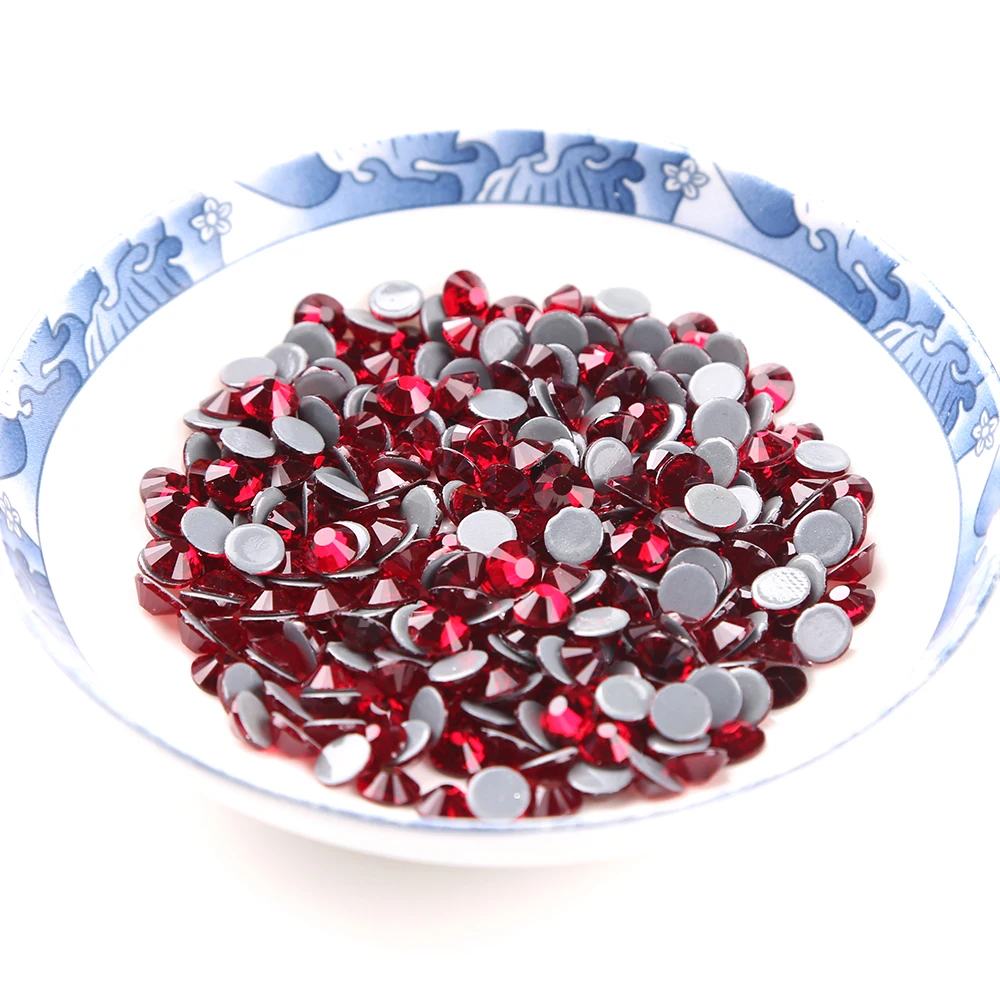 

All Sizes Siam Hot Fix Rhinestone Iron On Rhinestones For Clothes High Quality Glass Crystal Hot Fix Stone