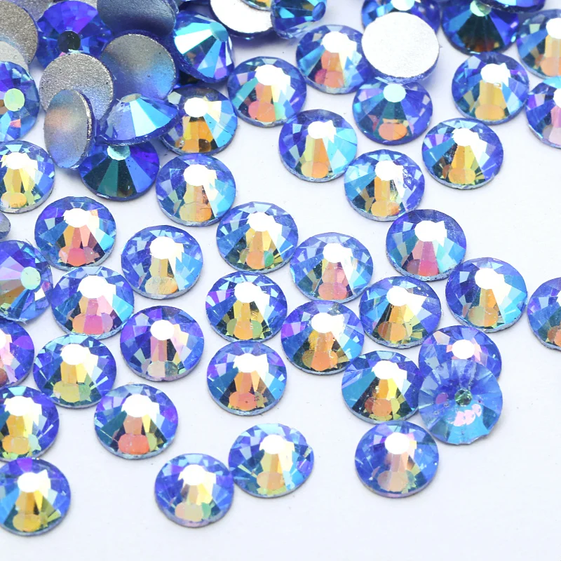 Все размеры светло Sapphire AB сделай сам украшения 3D Ногти стразы с плоской задней