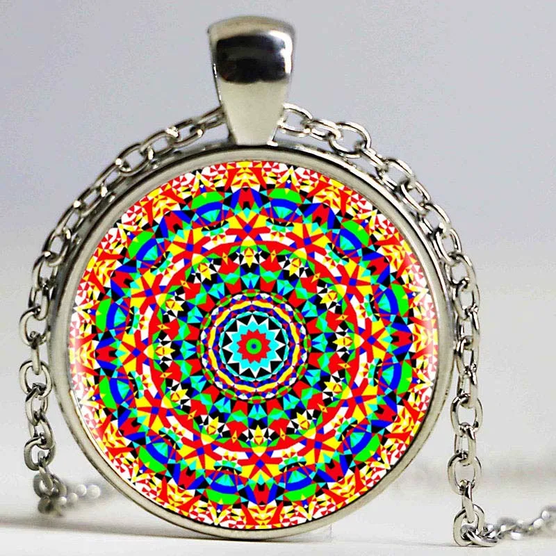 Коледоскоп логотип кулон Цепочки и ожерелья ручной работы Буддизм ожерелье