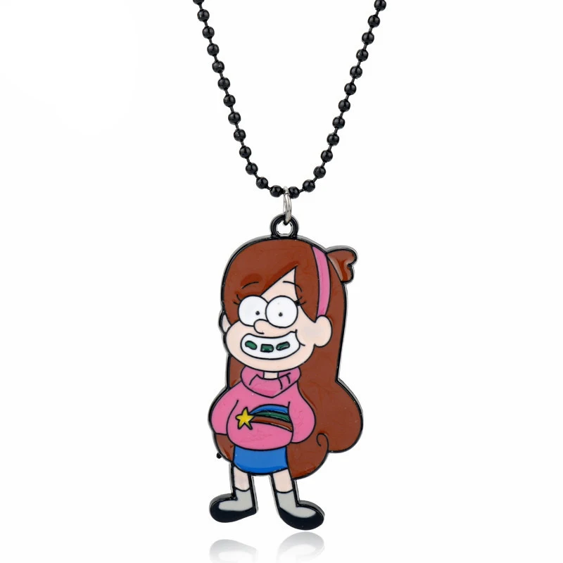 C Gravity Falls Necklace Cartoon Jewelry Figure Toy Mabel Pines Stanley Pines Necklaces&Pendants Beads Chain Choker Women Men Gift - Metal Color: C