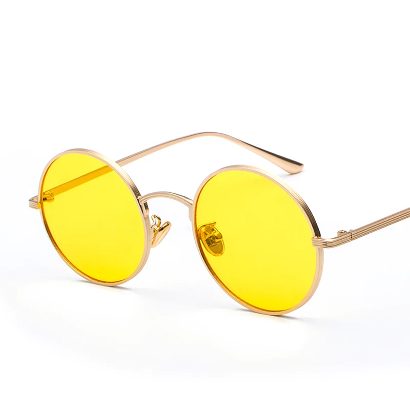 No.5 yellow lens F. J4Z Горячая Мода крутые Круглые Женские очки оттенки Ретро панк Солнцезащитные очки металлическая оправа Защита солнцезащитные очки - Цвет линз: No.5 yellow lens