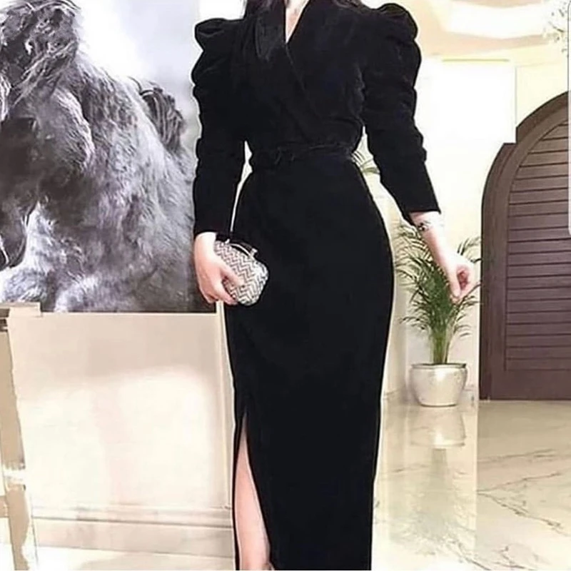 

New Arrival Velvet white Evening dresses Party gown dress Vestido de fiesta largos de noche robe soiree dubai evening dress