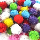 Разноцветные блестящие шарики-помпоны, 3 см, 50 шт.