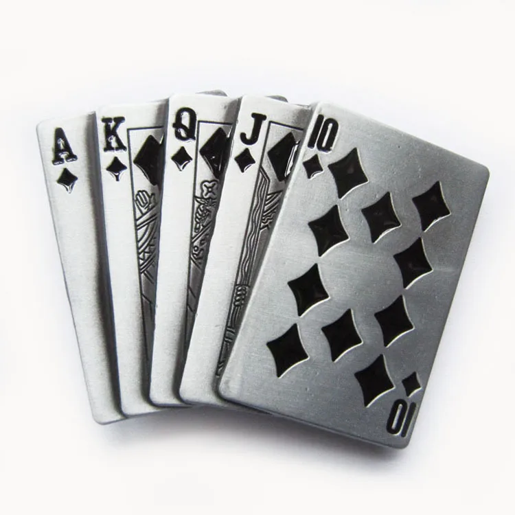 Розничная продажа черная королевская флеш карта для покерных карт пряжка ремня