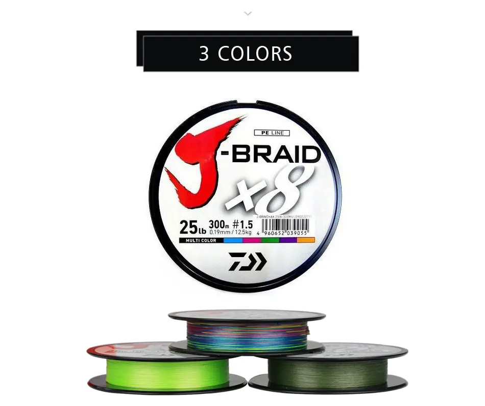 DAIWA 8 плетеная леска-Длина: 300 м/330yds, диаметр: 0,2 мм-0,42 мм, размер: 30-100lb японская ПЭ плетеная леска J-Braid леска