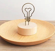 bulb 1 шт. винтажное круглое дерево, кованое железо в пасторальном стиле, зажим для заметок, креативное сообщение, фото, клипса для заметок, визитница - Цвет: bulb