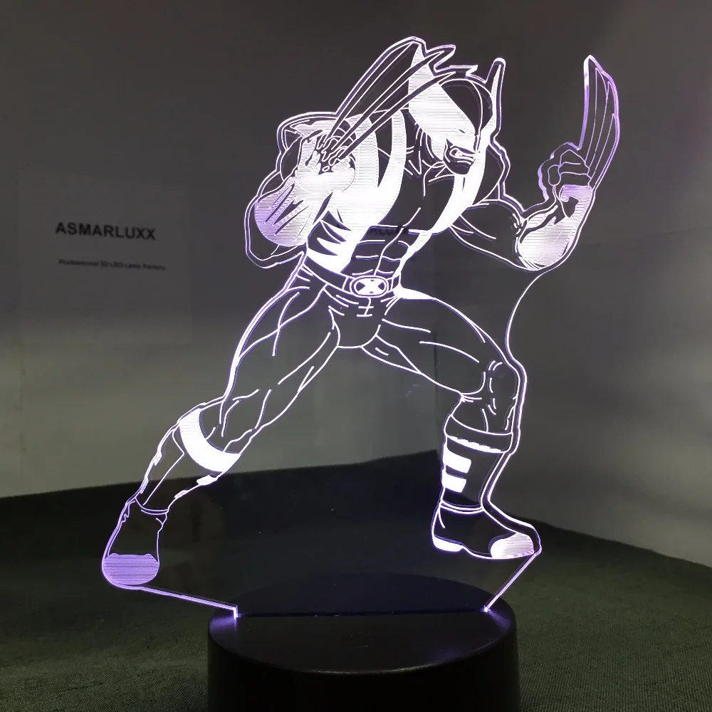 

Wolverine X-Men 3D Night Light Acrylic Plate 7 Colors Changing LED Desk Illusion Table Lamp For Kids Birthday Party Decor Gifts