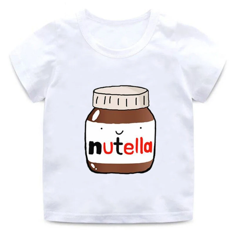 Летняя футболка с принтом Nutella милые белые топы круглым вырезом хлопковая Мягкая