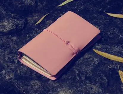 pink Винтажная записная книжка из искусственной кожи с мягкой обложкой, записная книжка для путешествий, цвет зеленый, черный - Цвет: pink