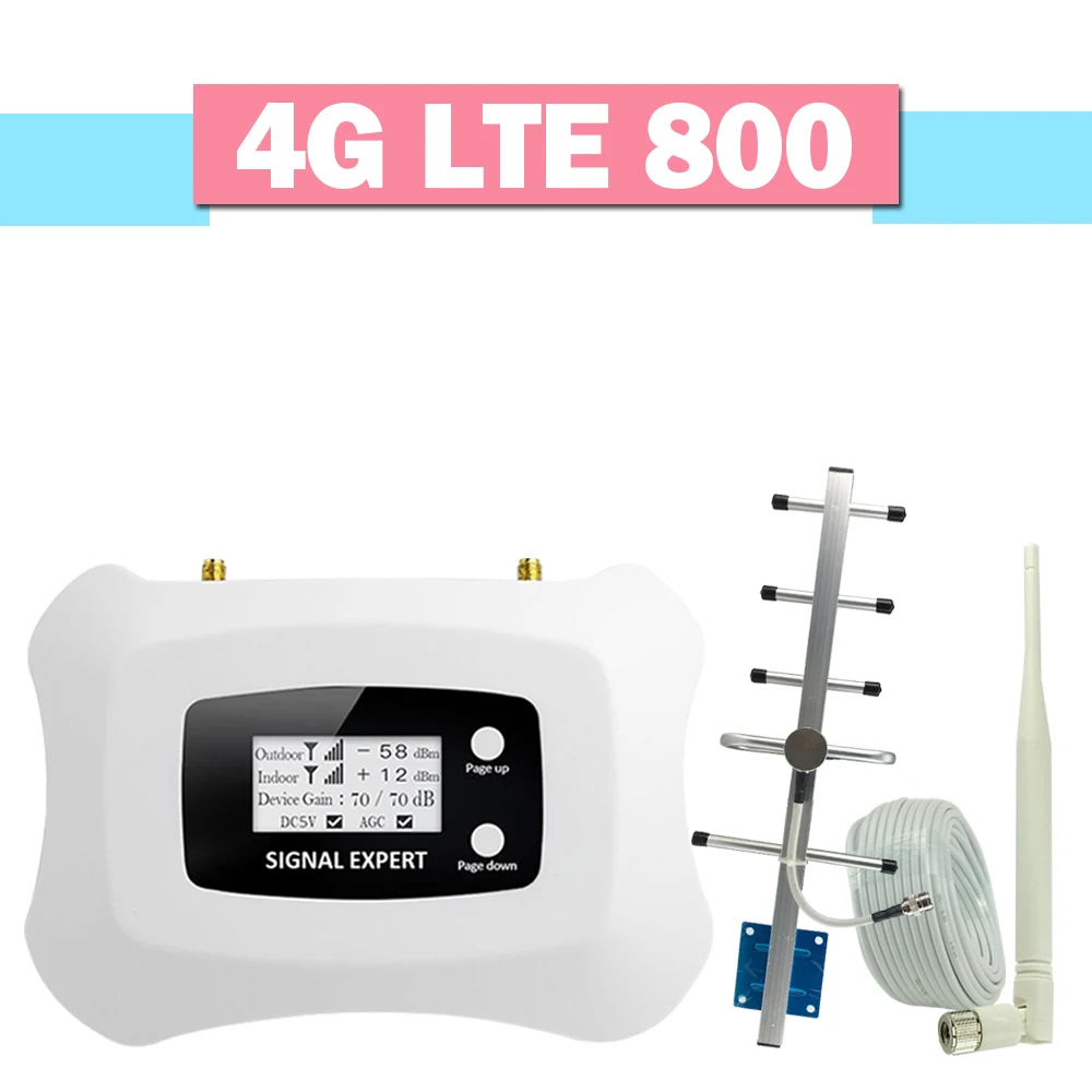 Усилитель сигнала сотового телефона Walokcon 4G LTE 800 усилитель 70 дБ усиление МГц
