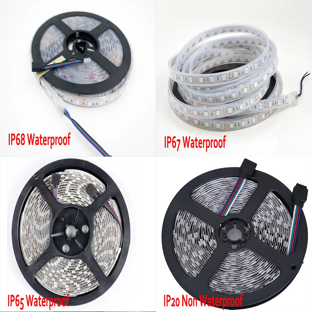 

5050 RGB LED WIFI Strips Lighting Tape 60LED/M IP65 IP67 IP68 Waterproof Flexible Tiras WIFI LED Controller Remote DC12V Adapter