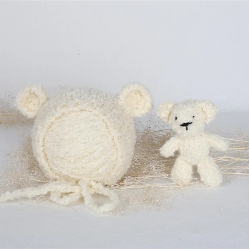 Crochet Cute Panda Hat Stuffed Toy Neutral Animal Bonnet Kitted Newborn Props Baby Boy Girl Shower Gift Photo | Детская одежда и