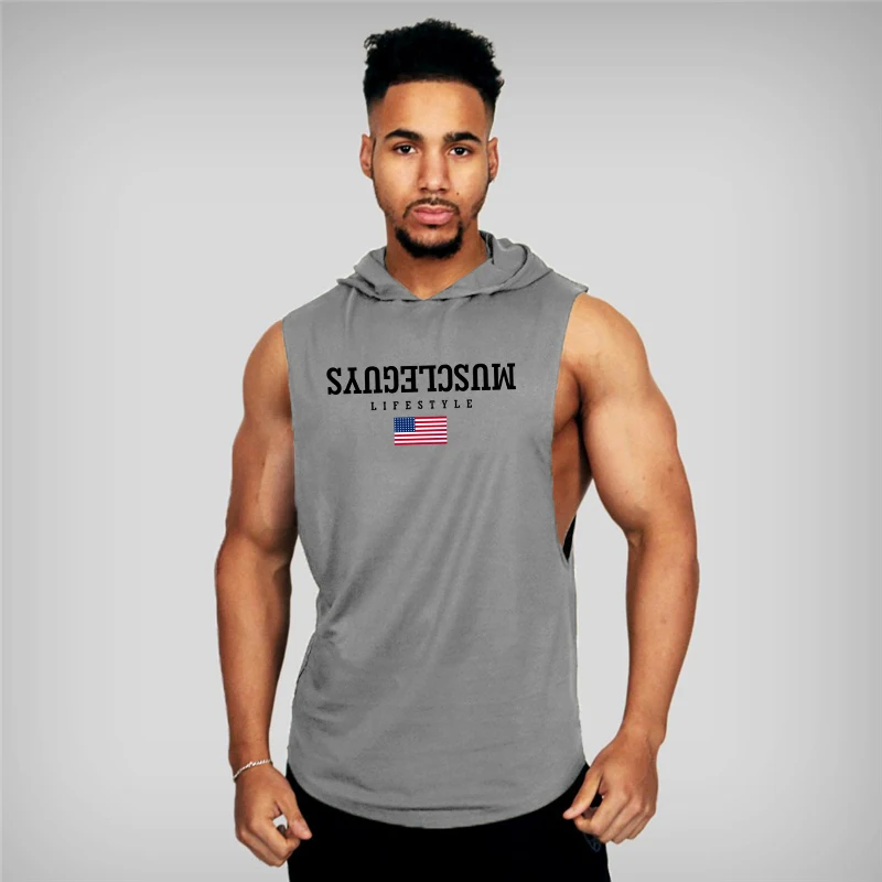 Muscleguys стиль жизни Спортивная майка для фитнеса майка с капюшоном мышцы рубашка для бодибилдинга тренажерные залы Tanktop мужские рубашки без рукавов
