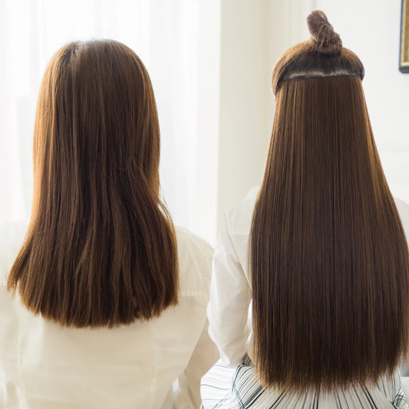 SHANGKE Synthetic 5 clips/piece Natural Silky straight Hair Extention 24